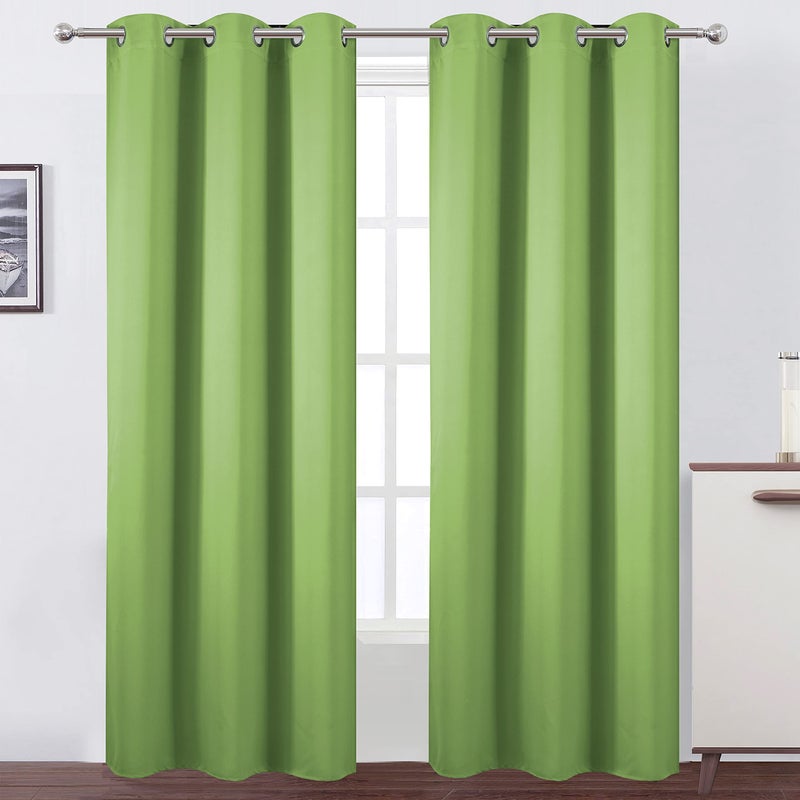 LEMOMO Light Green Blackout Curtains/42 x 84 Inch/Set of Two Panels Grommet Bedroom Curtains - Image 1